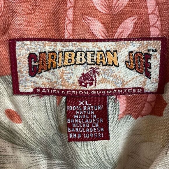 CARIBBEAN JOE Mens Tropical Floral Rayon Button Up Short Sleeve Dress Shirt  XL - Picture 5 of 5